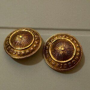 Chanel Vintage 1990 collection Gold Tone Domed Shield Clip-On Earrings
